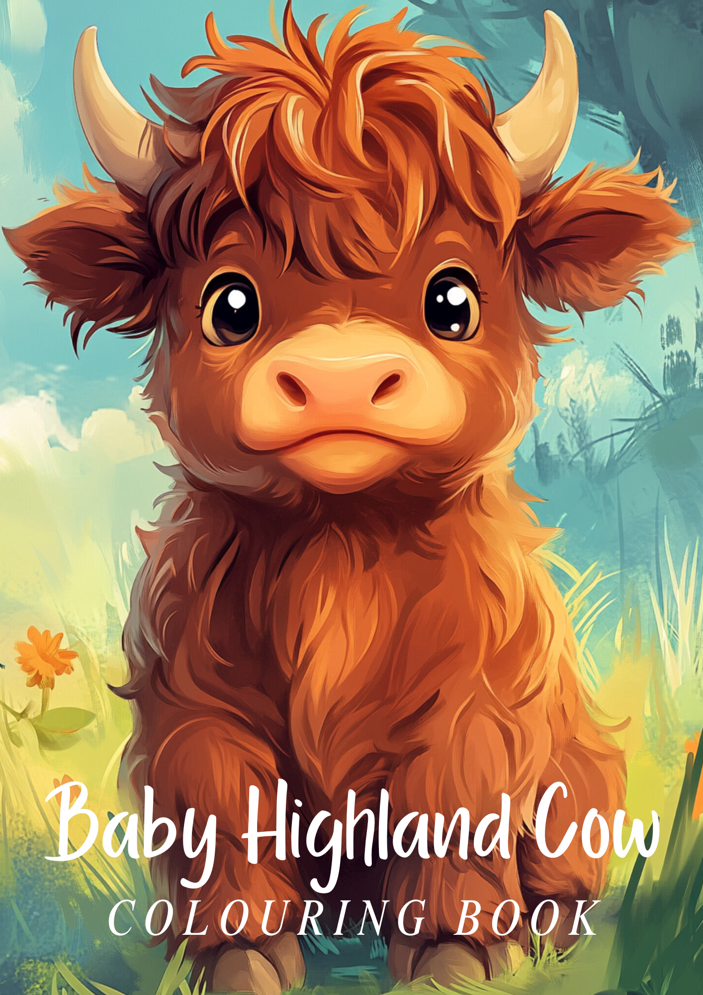 Baby Highland cow colouring book