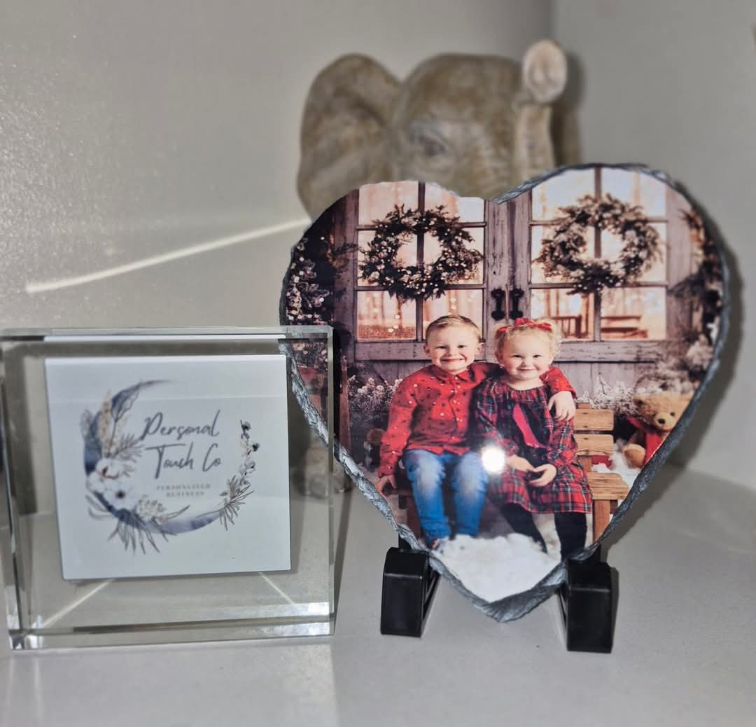 Photo heart slate 15x15cm