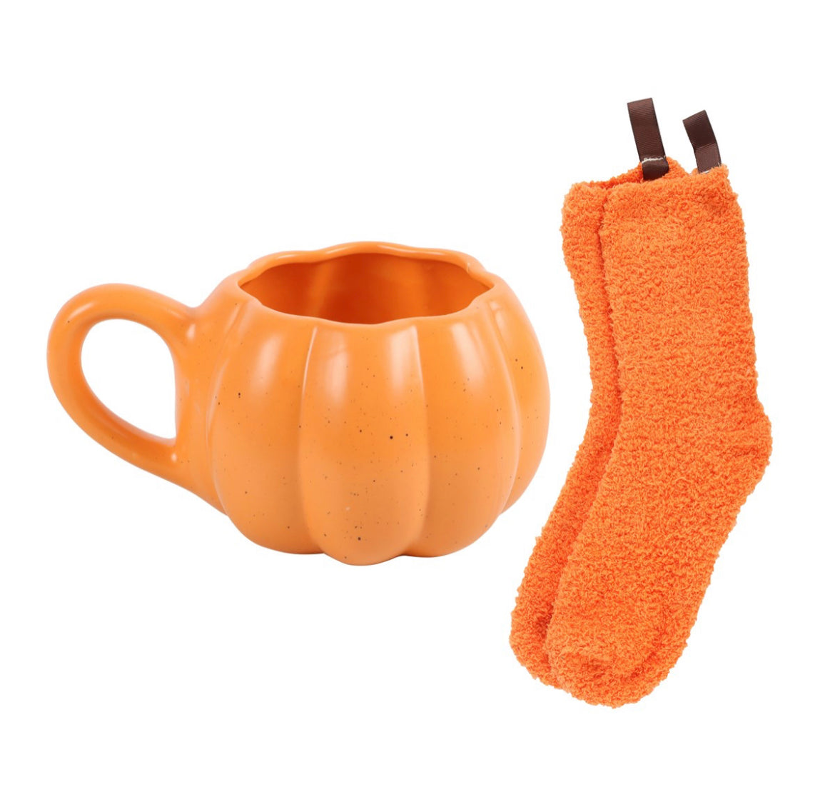 PUMPKIN SHAPED MUG AND SOCKS SET