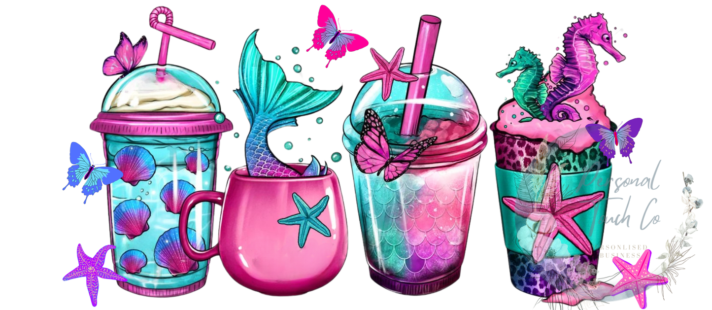 Mermaid coffee uv dtf