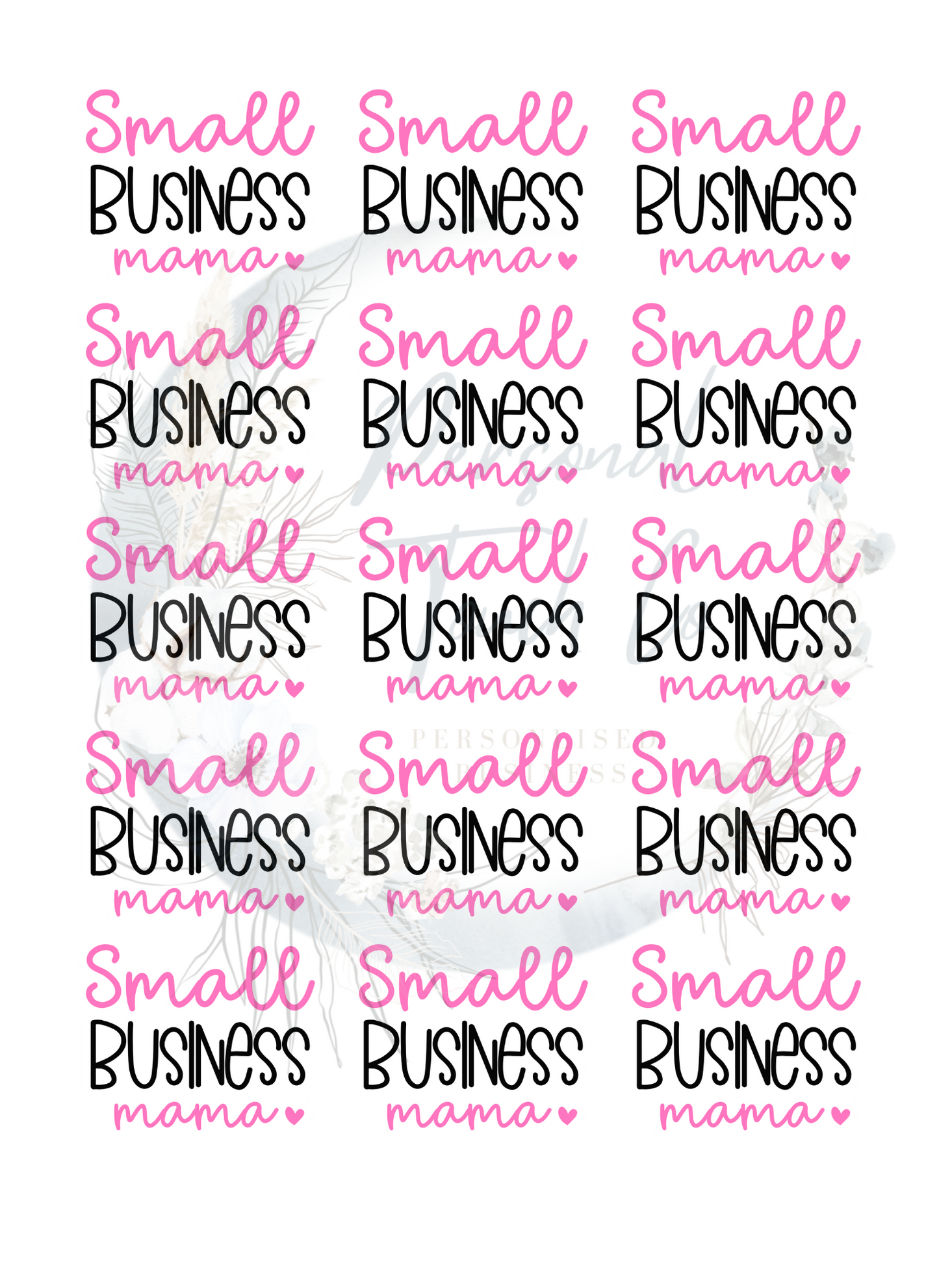 Small business mama pink stickers - 1 sheet