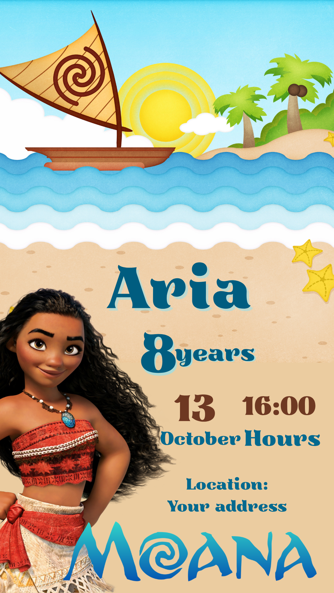Custom moana party invitations