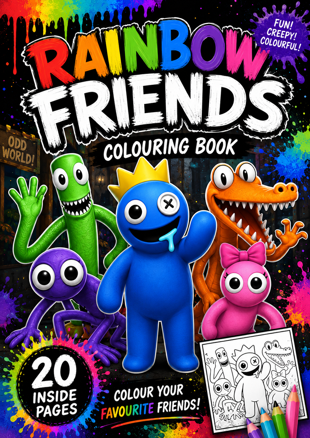 Rainbow friends colouring book