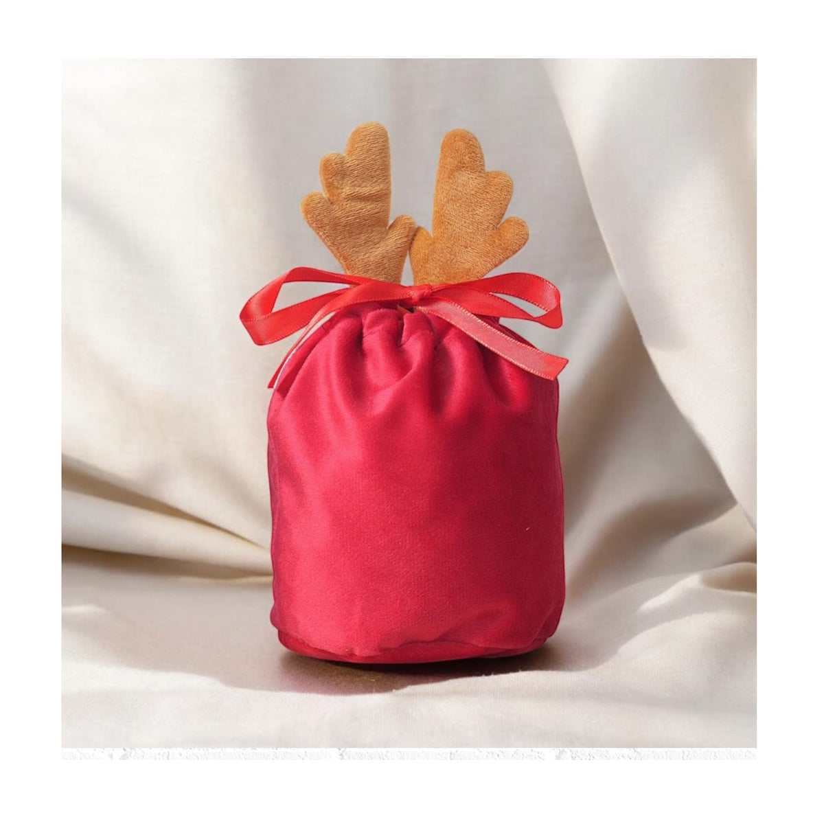 Personlised velvet christmas bag - red