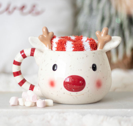 RUDOLPH REINDEER MUG AND SOCKS SET