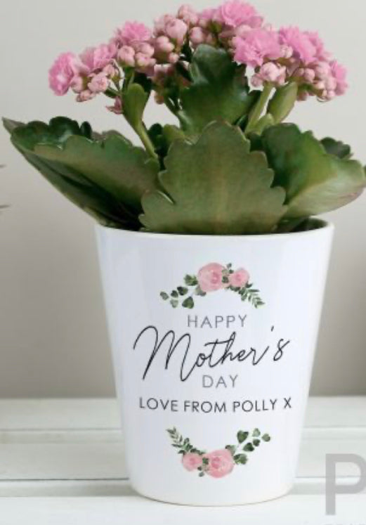 Personalised Abstract Rose Happy Mothers Day Plant Pot