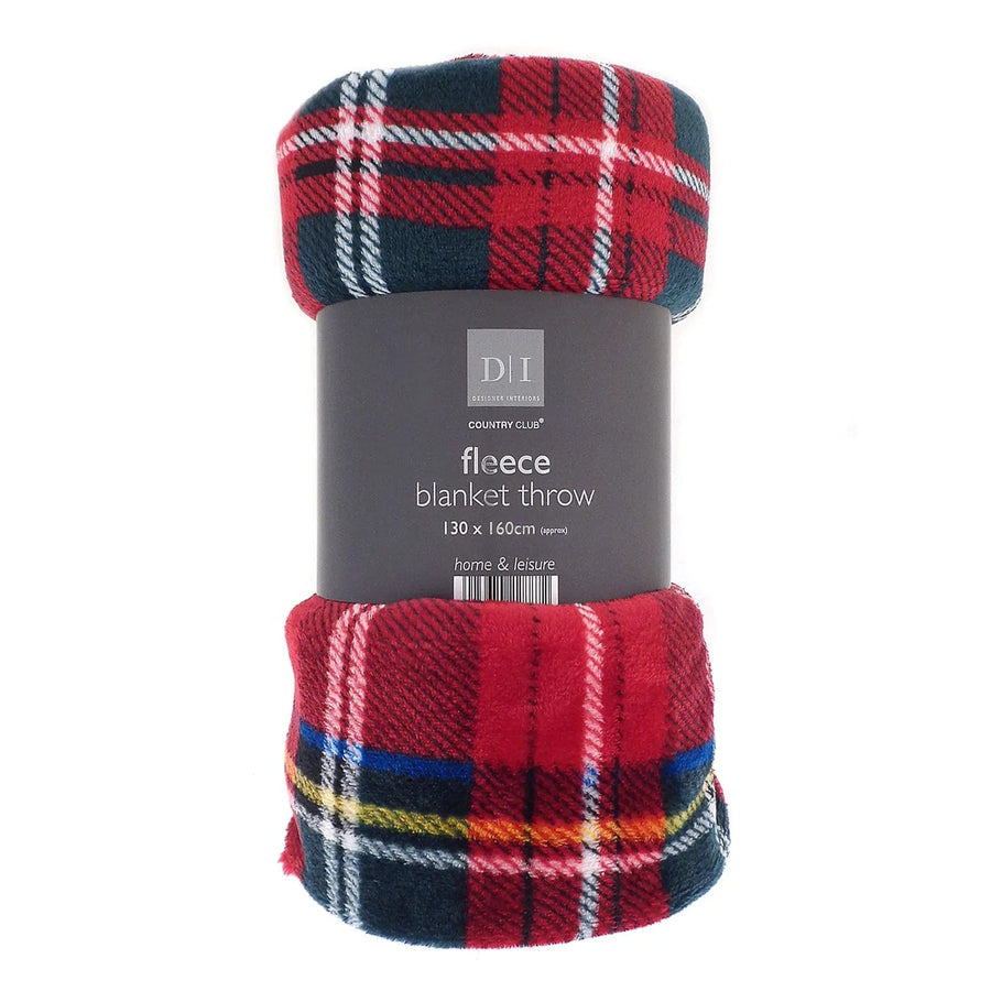 Fleece Blanket Throw Red Tartan Travel Rug Sofa Cover 160cm