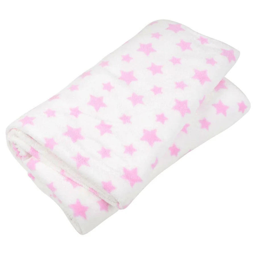 White With Stars Microfleece Blanket Home Sofa Bed Throw