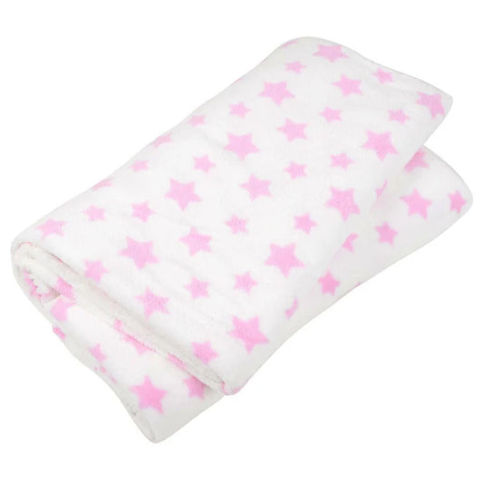 White With Stars Microfleece Blanket Home Sofa Bed Throw