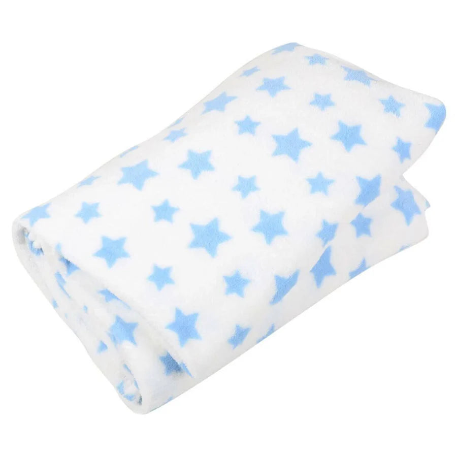 White With Stars Microfleece Blanket Home Sofa Bed Throw