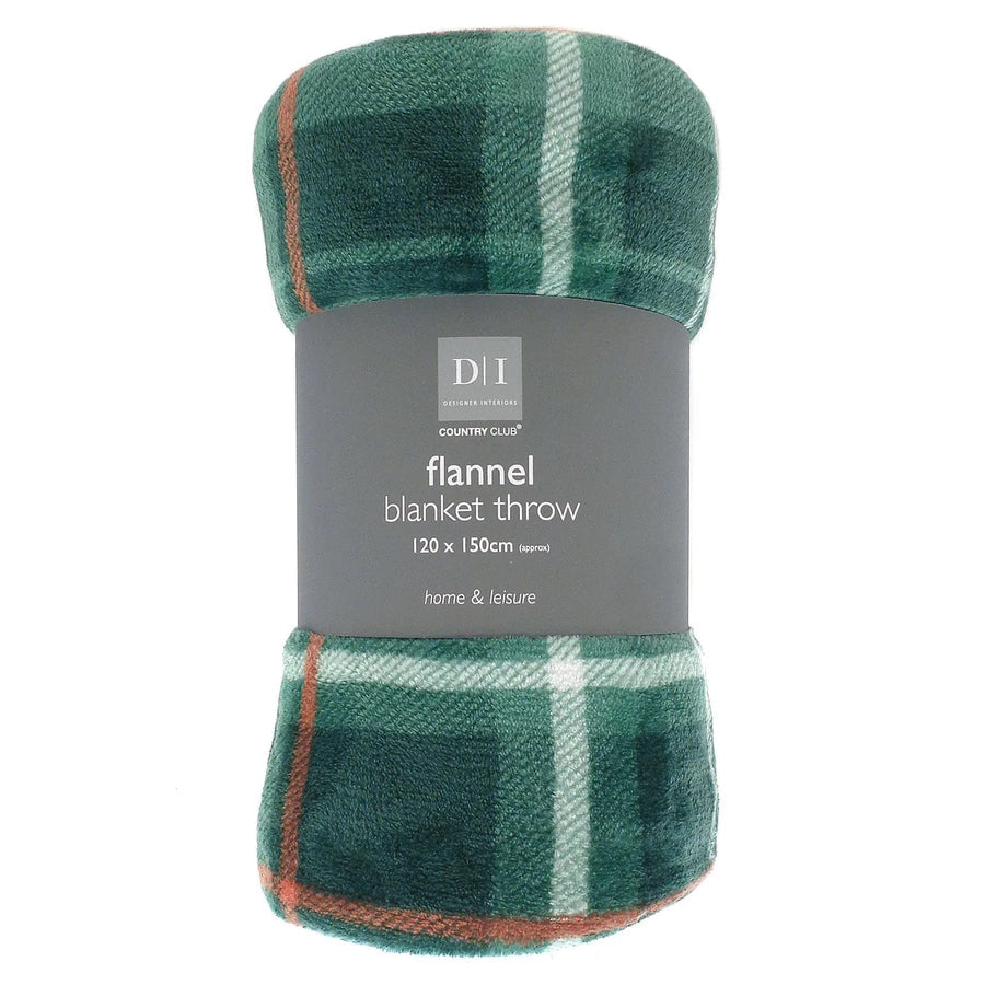 Flannel Blanket Throw Green Tartan Travel Rug Sofa Cover 150cm