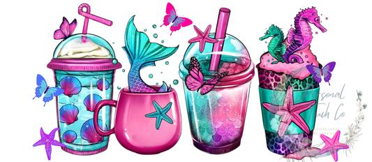 Mermaid coffee uv dtf