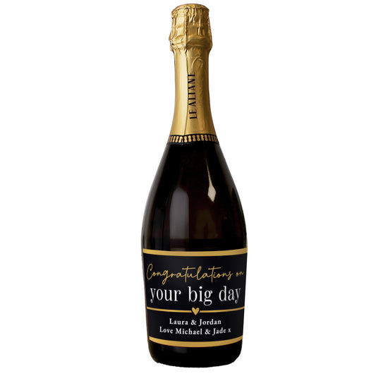Personalised Black & Gold Free Text Prosecco