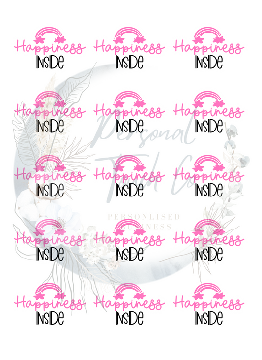 Happiness inside pink stickers - 1 sheet