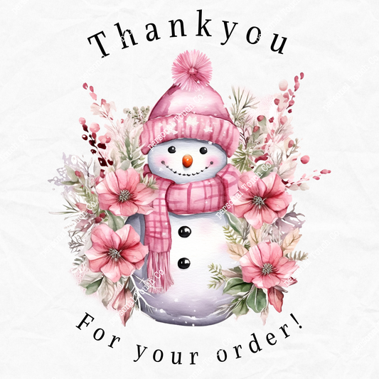 Pink snowman design 2 sticker 1 sheet