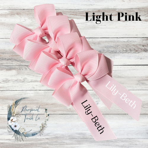 Light pink personalised 4" hair bow