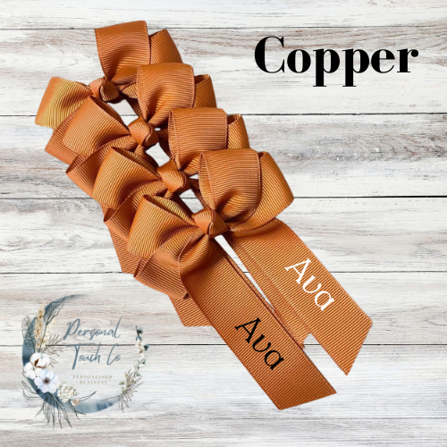 Copper personlised 4" hair bow