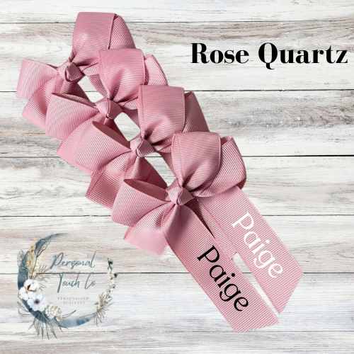 Rose Quartz personlised 4" hair bow