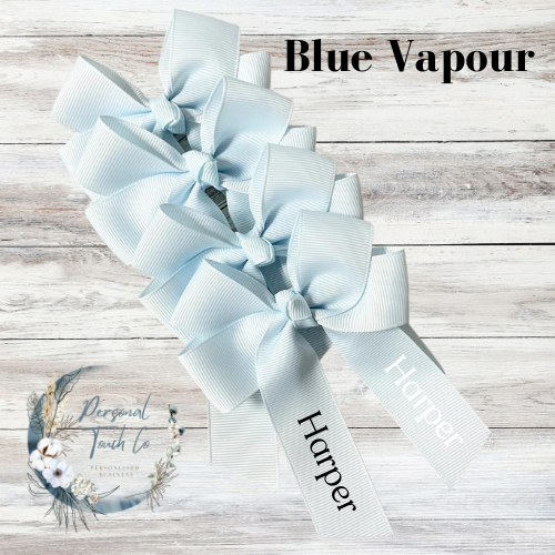 Blue vapour personlised 4" hair bow