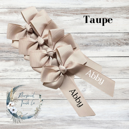 Taupe personlised 4" hair bow