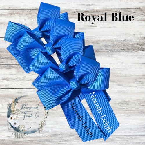 Royal blue personalised 4" hair bow