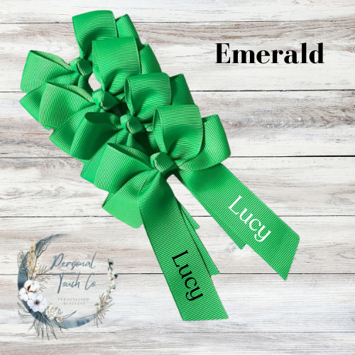 Emerald personlised 4" hair bow