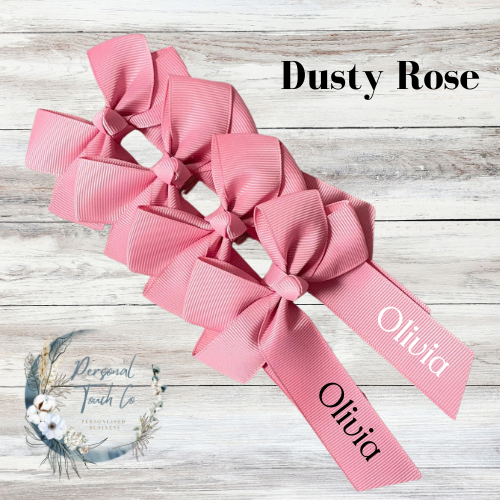 Dusty rose personlised 4" hair bow