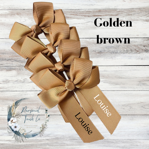 Golden brown personlised 4" hair bow