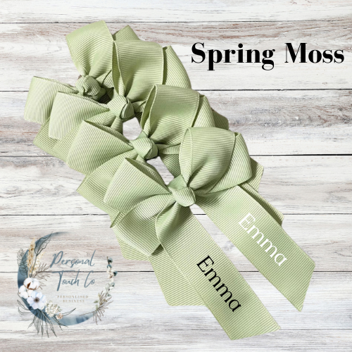 Spring moss personlised 4" hair bow