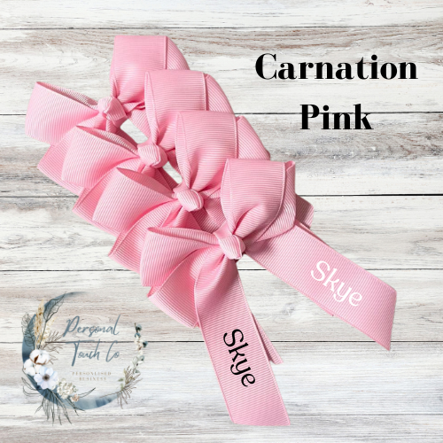 Carnation pink personlised 4" hair bow