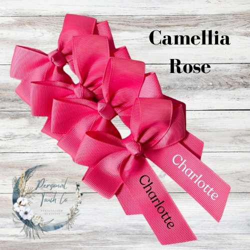 Camellia rose personlised 4" hair bow
