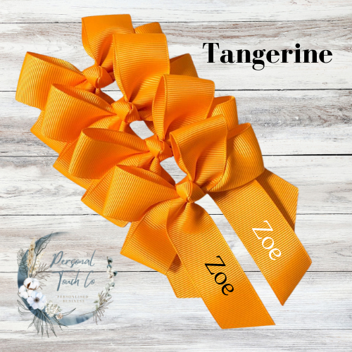 Tangerine personlised 4" hair bow