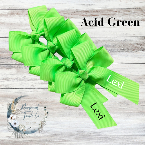 Acid green personlised 4" hair bow
