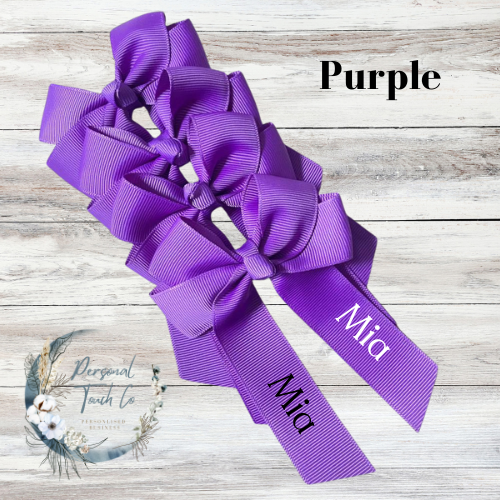 Purple personlised 4" hair bow