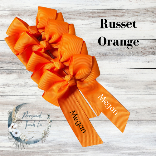 Russet orange personlised 4" hair bow