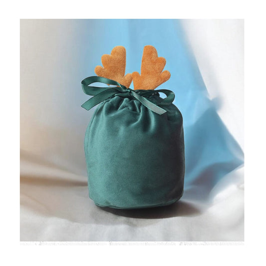 Personlised velvet christmas bag - green