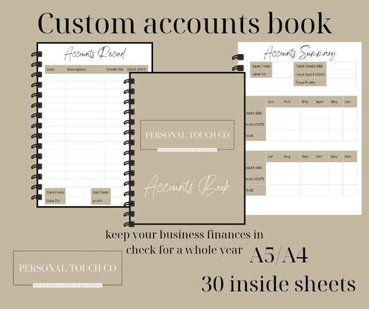 Custom accounts book