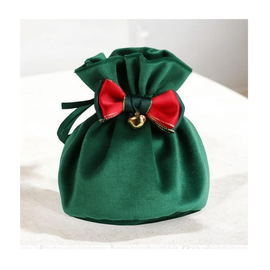 Personlised velvet christmas bag - christmas green