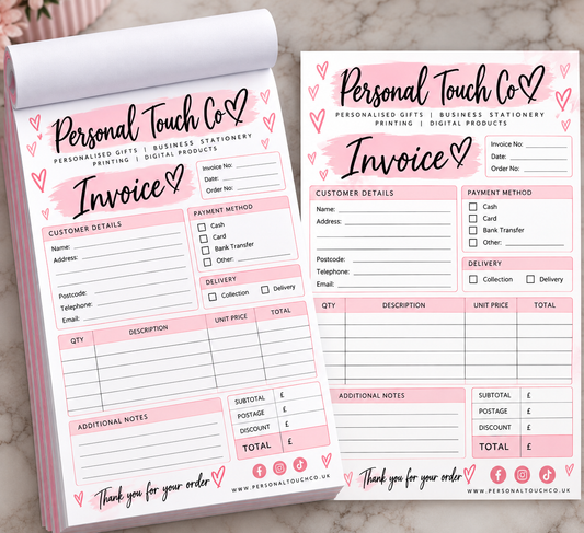 Custom invoice tare off pad
