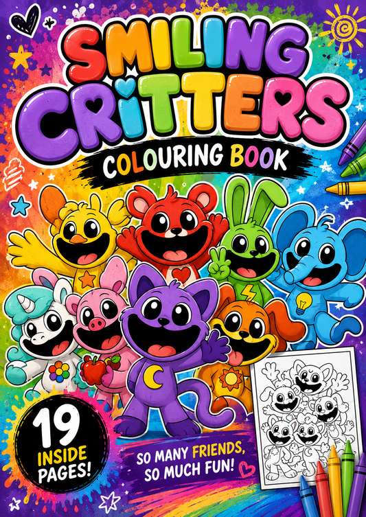 Smiling critters colouring book