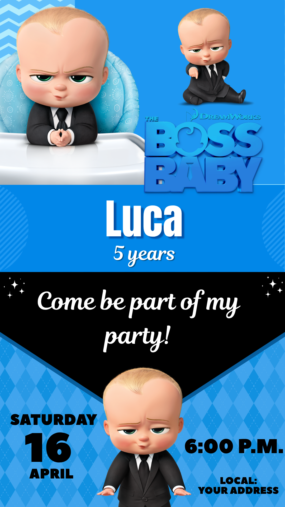 Boss baby party invitations