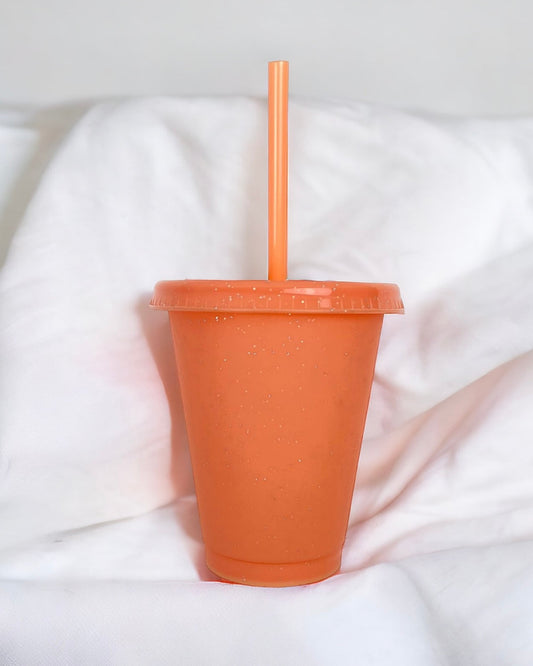 16OZ ORANGE GLITTER COLD CUP